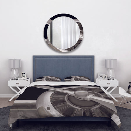 Travel by Air Grey Plane - Traditional Duvet Cover Set