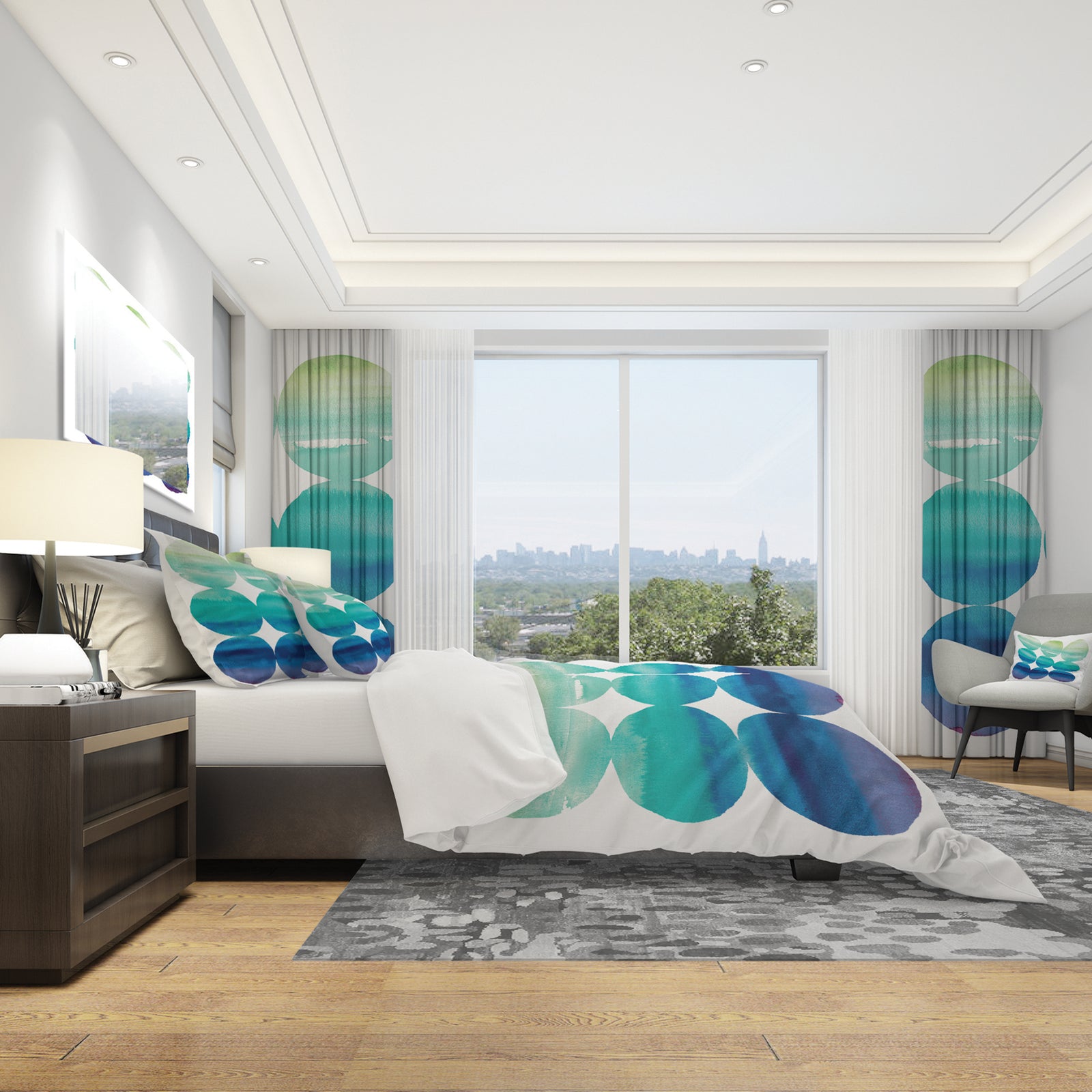 Circle Abstract Blue Colorfields II - Geometric Duvet Cover Set