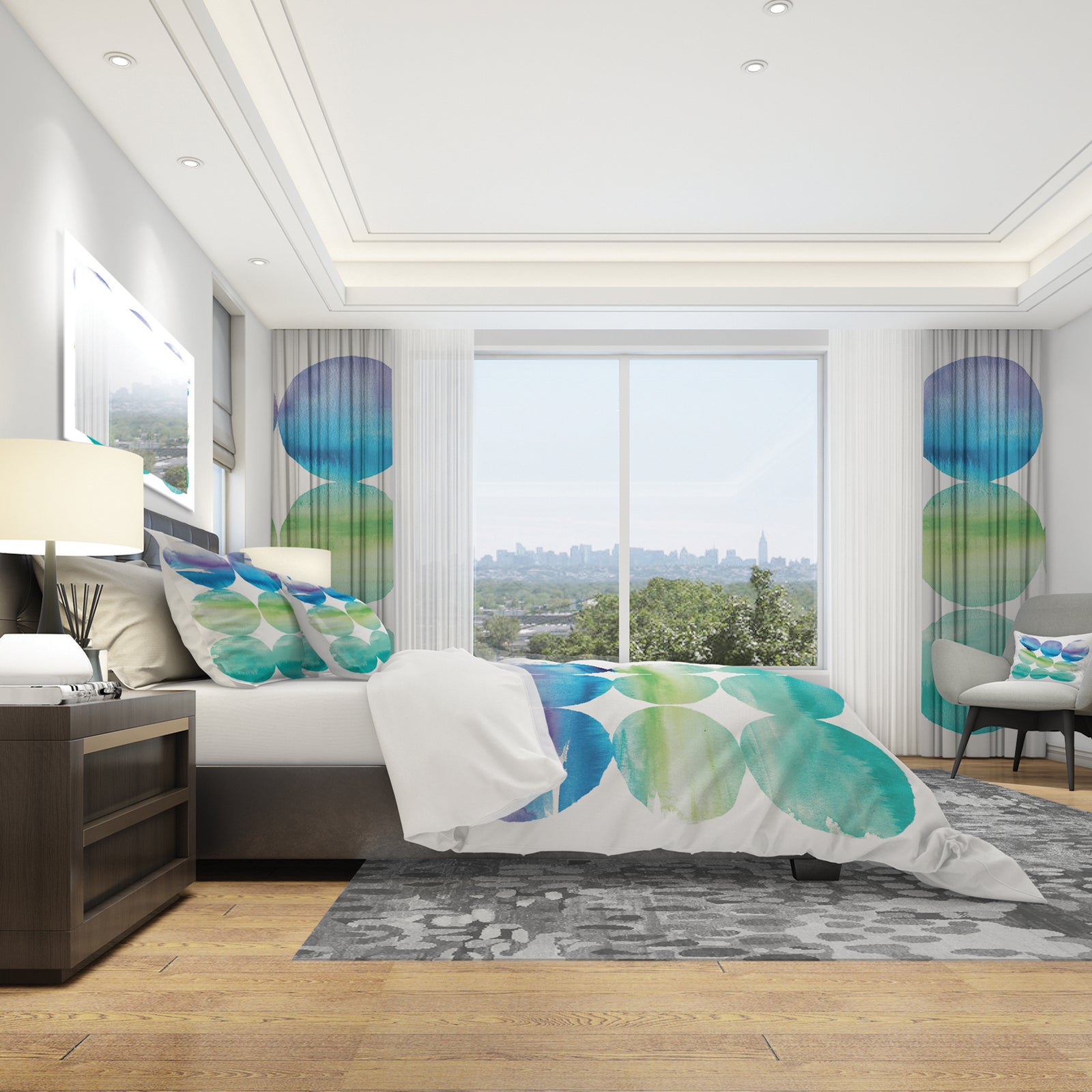 Circle Abstract Blue Colorfields III - Geometric Duvet Cover Set