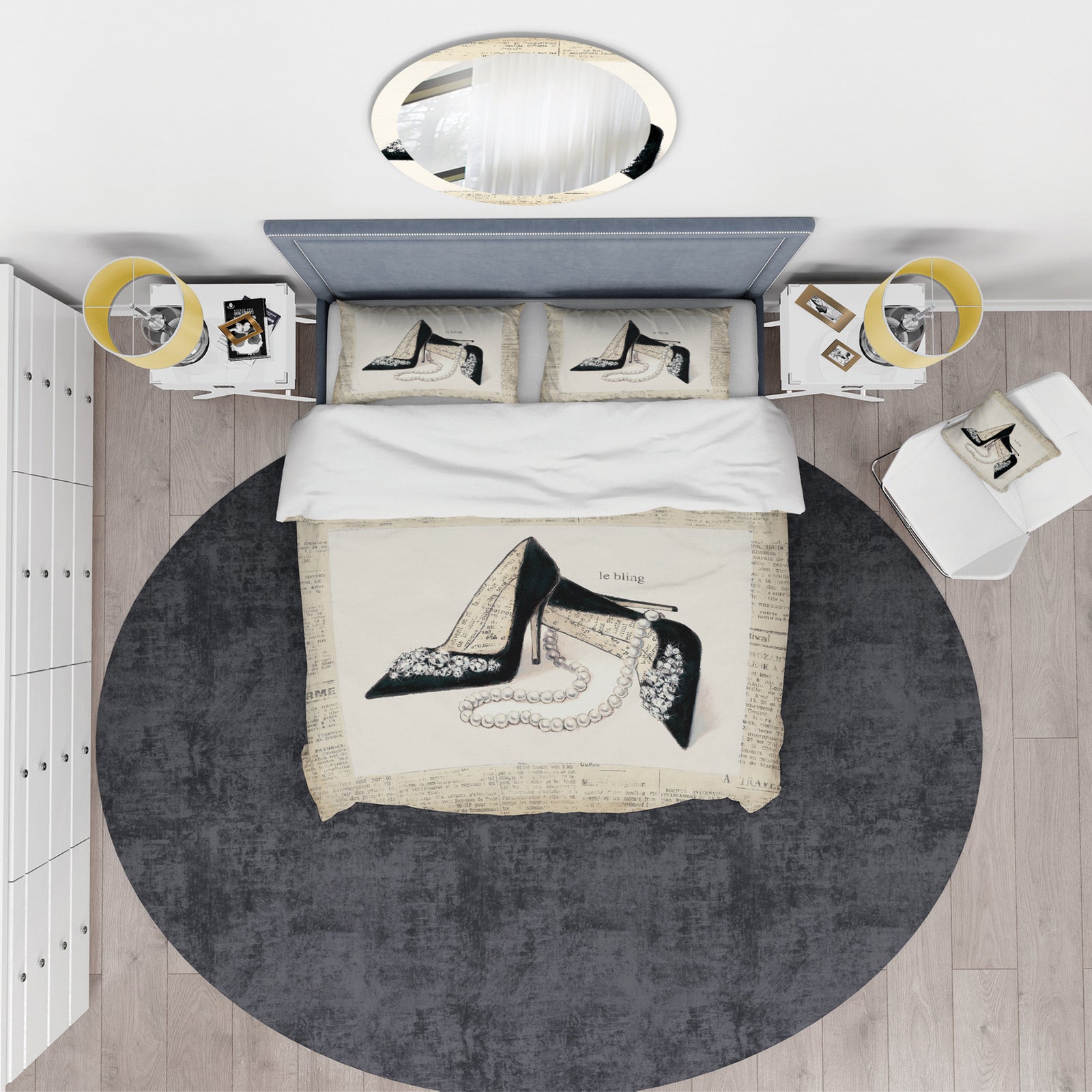 Glamorous Black Diamond Stiletto I - Glam Duvet Cover Set