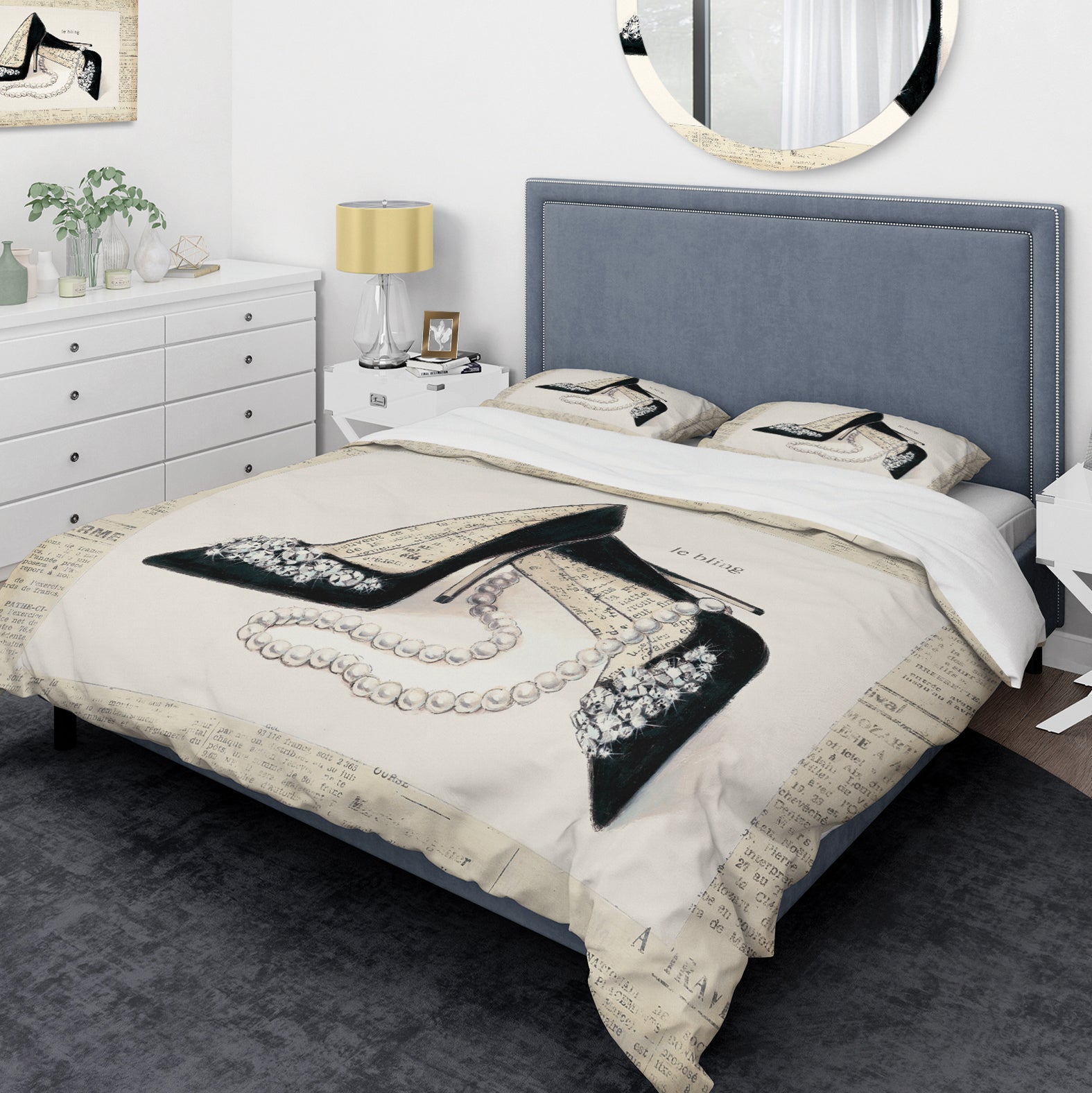 Glamorous Black Diamond Stiletto I - Glam Duvet Cover Set