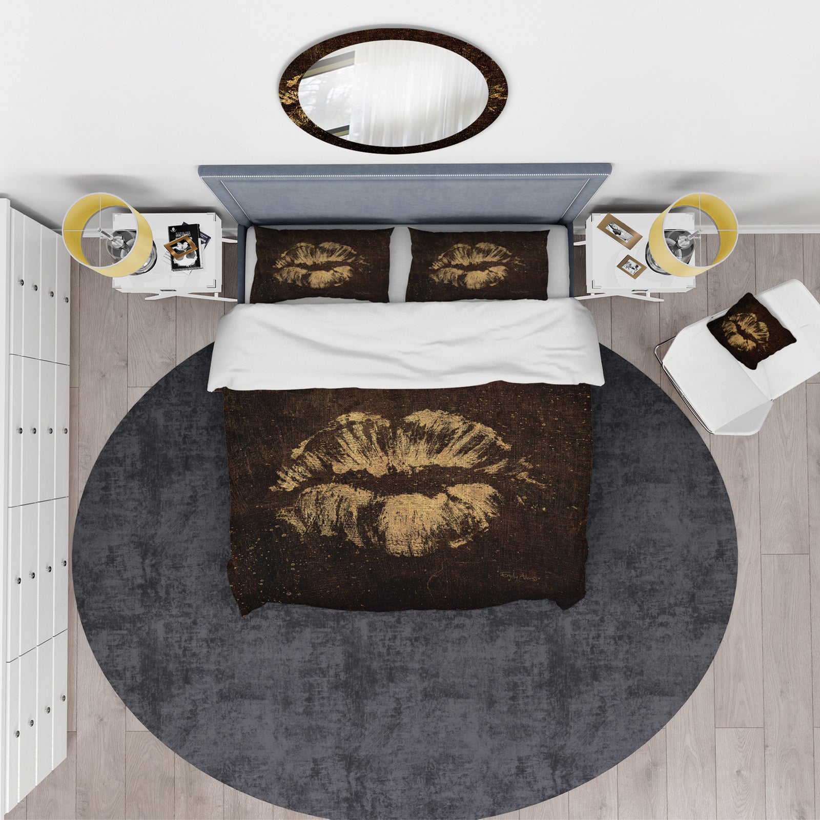 Gold Fashions Lips - Glam Duvet Cover Set