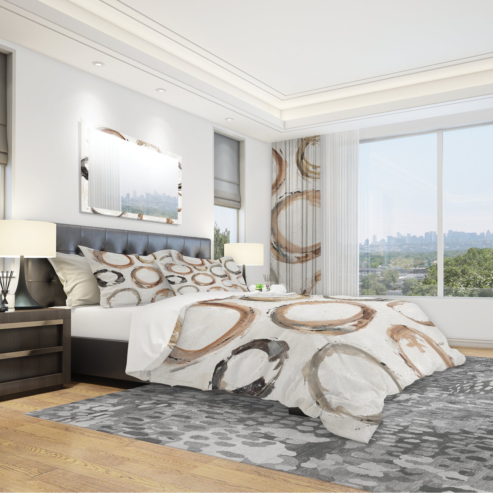 Geometric Circle Natural Balance I - Geometric Duvet Cover Set