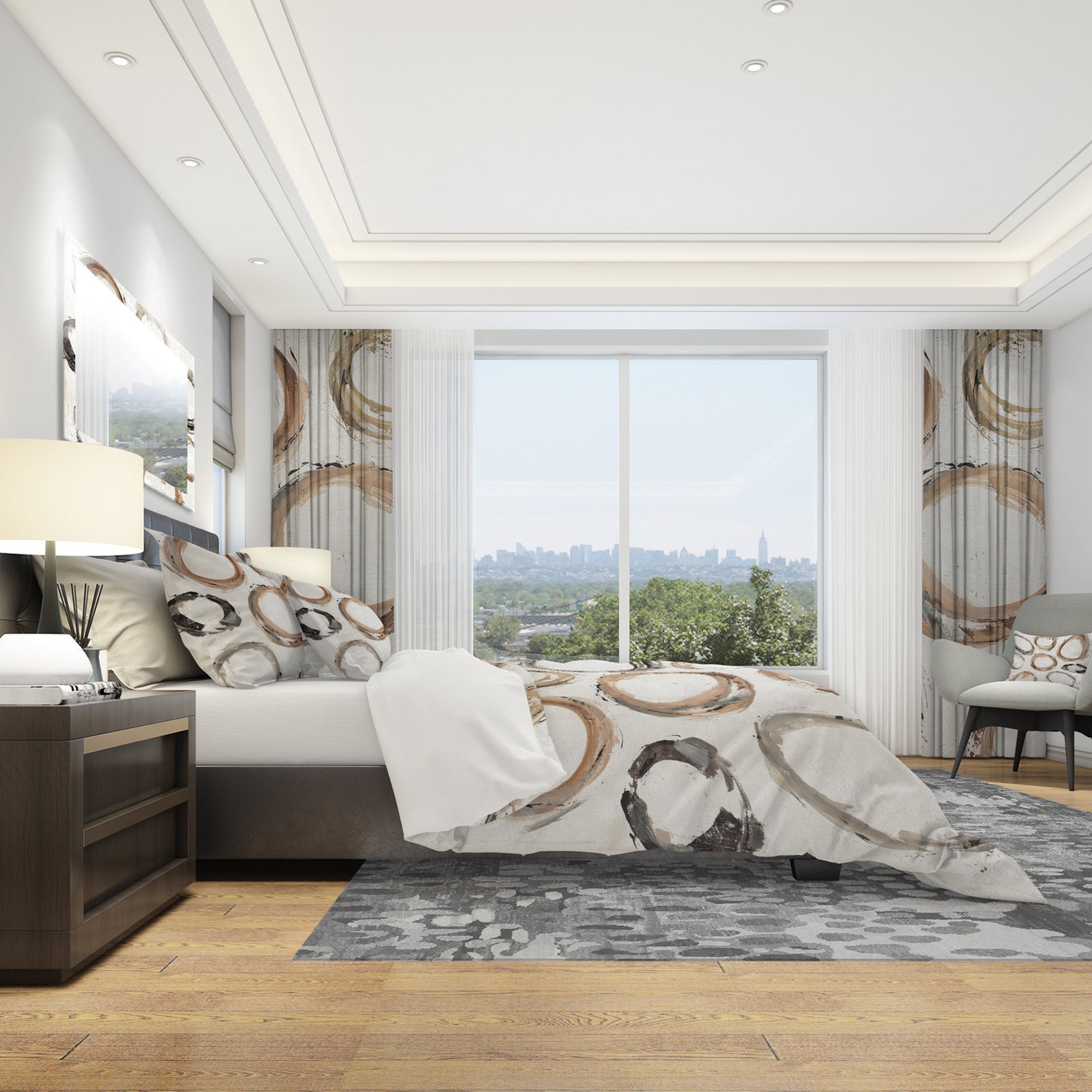 Geometric Circle Natural Balance I - Geometric Duvet Cover Set