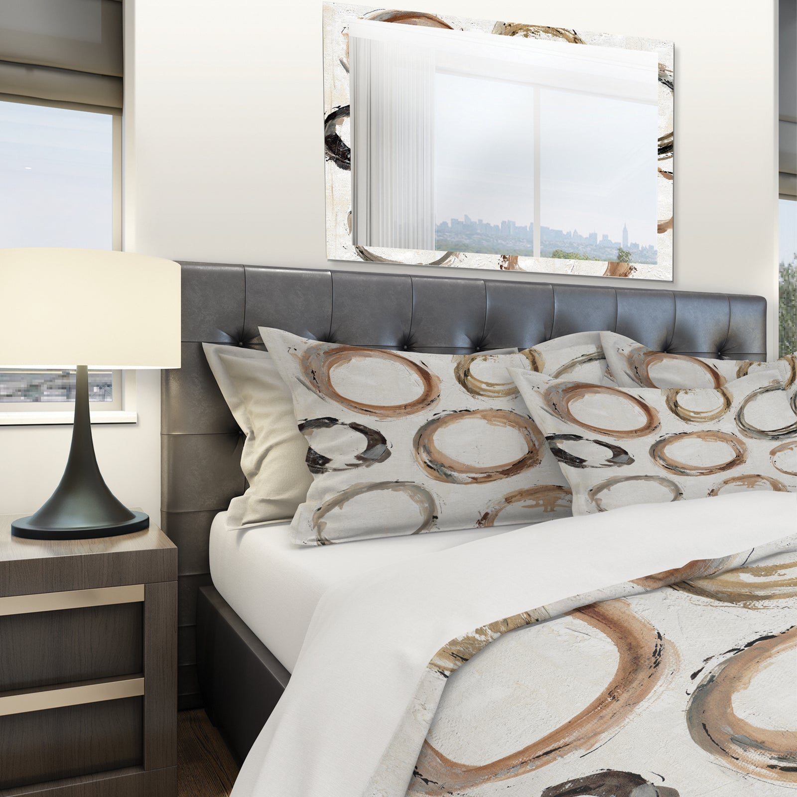 Geometric Circle Natural Balance I - Geometric Duvet Cover Set