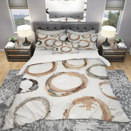 Geometric Circle Natural Balance I - Geometric Duvet Cover Set