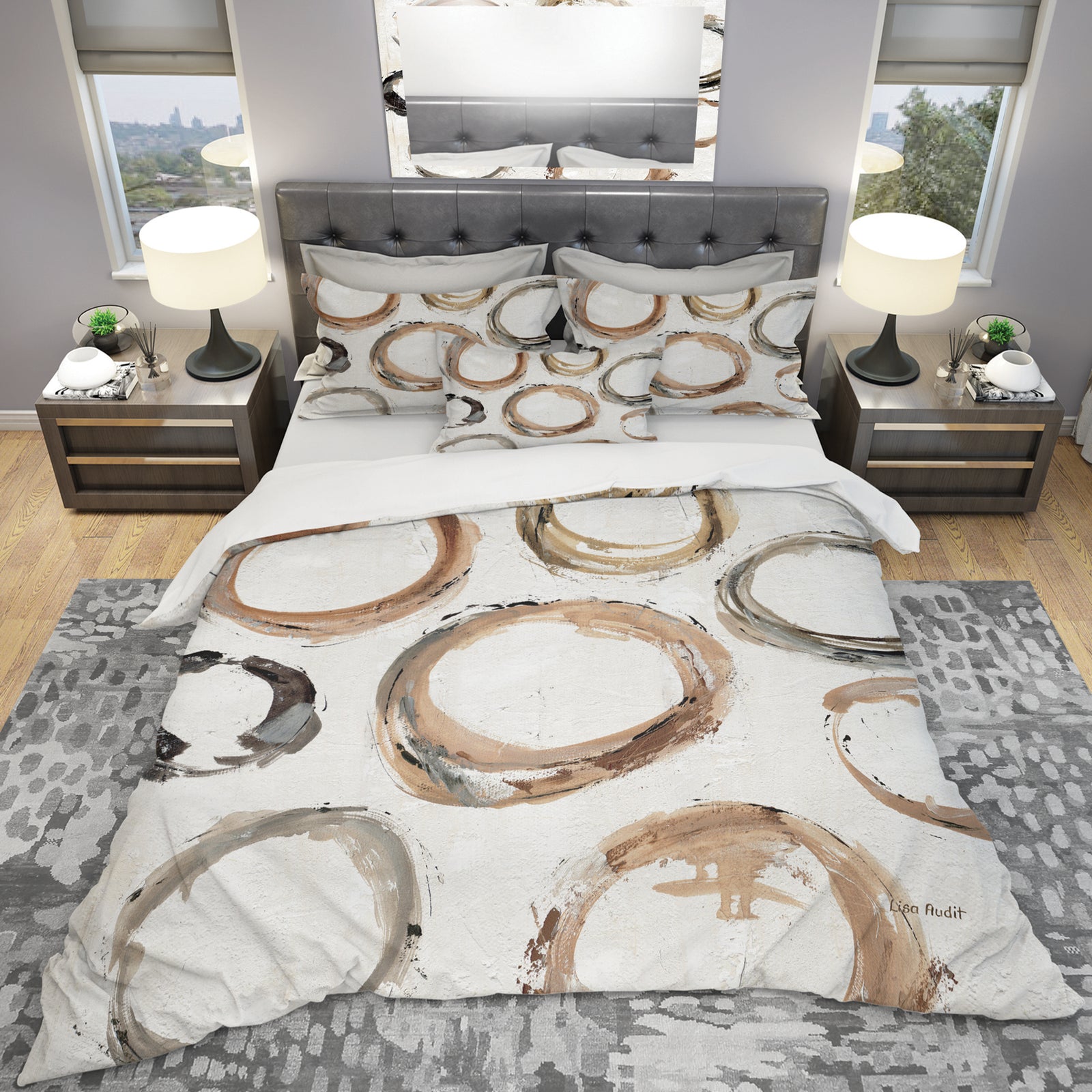 Geometric Circle Natural Balance I - Geometric Duvet Cover Set