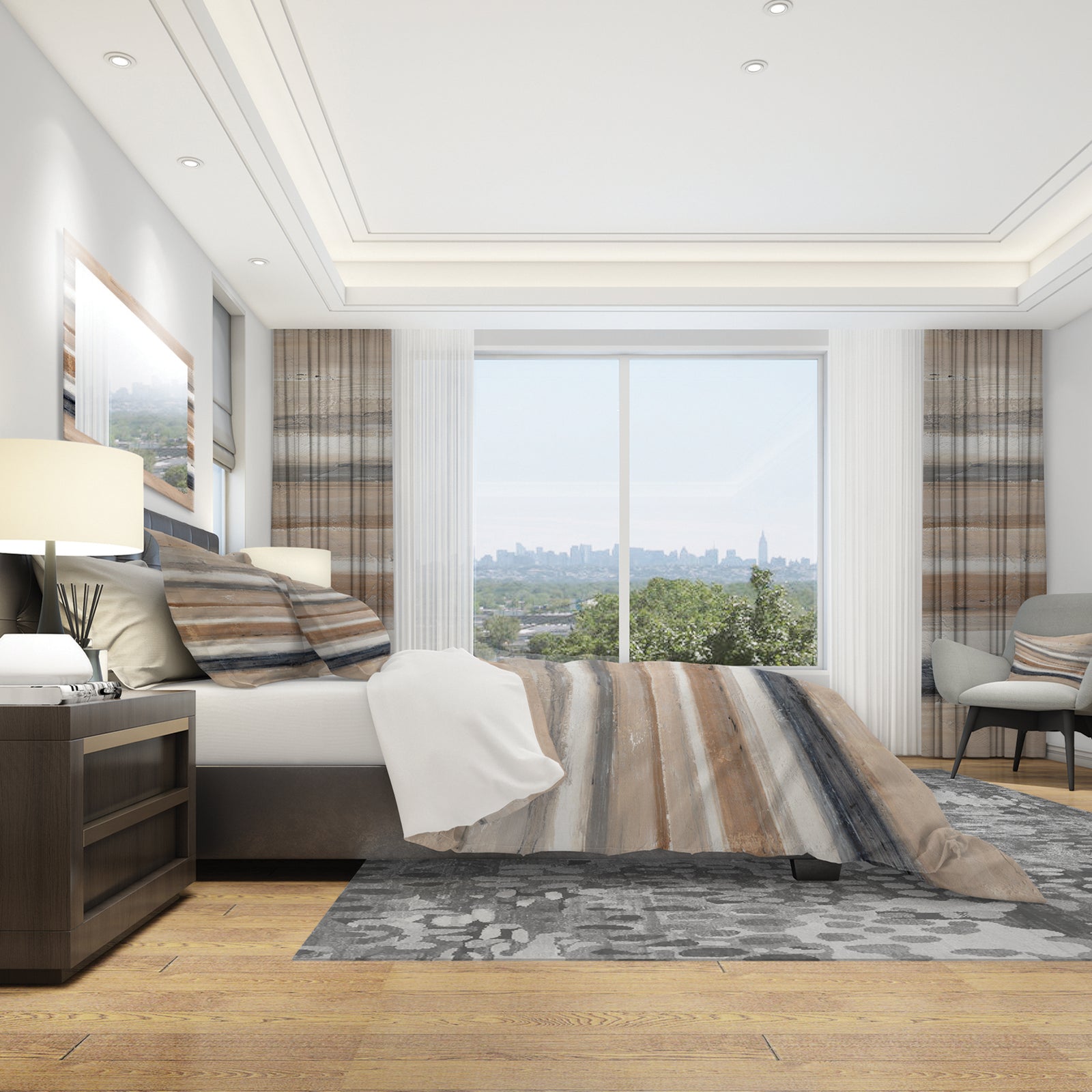 Geometric Circle Natural Balance III - Geometric Duvet Cover Set