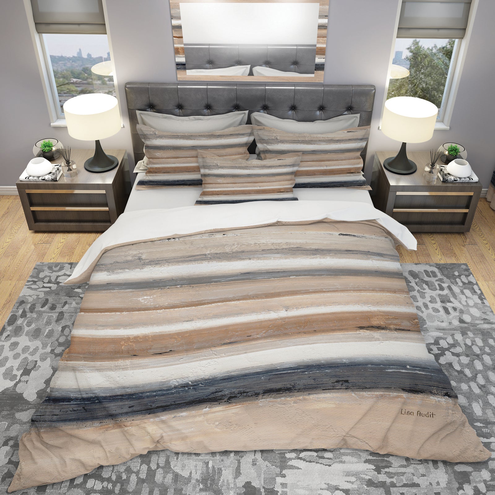 Geometric Circle Natural Balance III - Geometric Duvet Cover Set