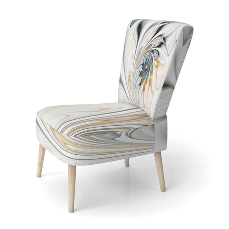 White Stained Glass Floral - Upholstered Floral Accent Chair