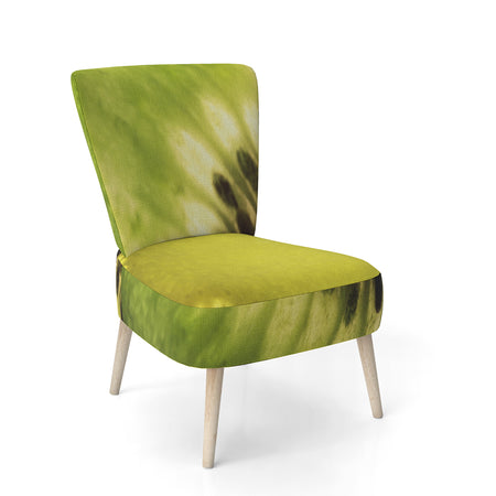 Green Kiwi Seeds And Inside Pattern - Upholstered Contemporary Accent Chair