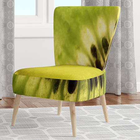 Green Kiwi Seeds And Inside Pattern - Upholstered Contemporary Accent Chair