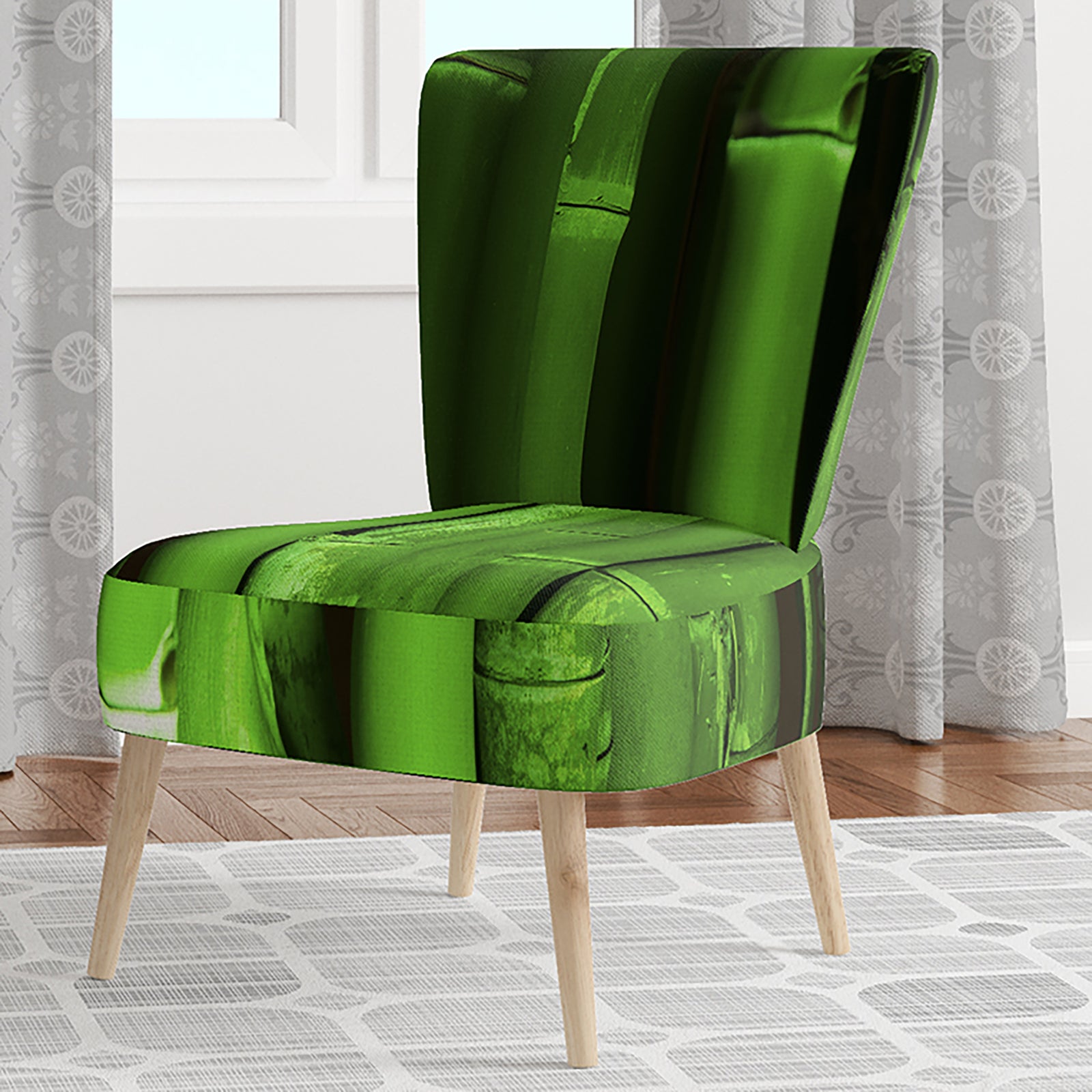 Green Bamboo Forest - Upholstered Floral Accent Chair