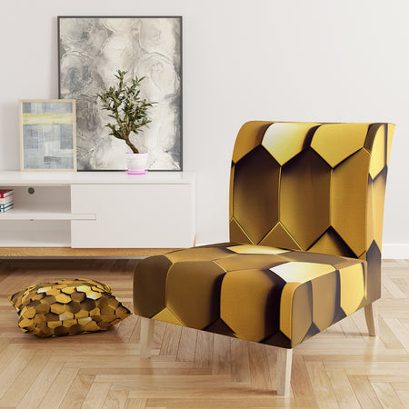 Golden Honeycomb - Upholstered Mid-Century Accent Chair