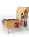 Orange Buttlerfly In Watercolor Painting - Upholstered Floral Accent Chair