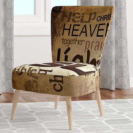 Jesus Word Cloud In Grunge Background - Upholstered Religiouscontemporary Accent Chair