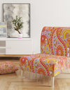 Pattern Based On Traditional Asian Elements - Upholstered Mid-Century Accent Chair
