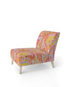 Pattern Based On Traditional Asian Elements - Upholstered Mid-Century Accent Chair