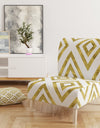 White And Gold Pattern - Upholstered Mid-Century Accent Chair