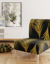 Golden Tropical Leaves Pattern - Upholstered Modern Accent Chair