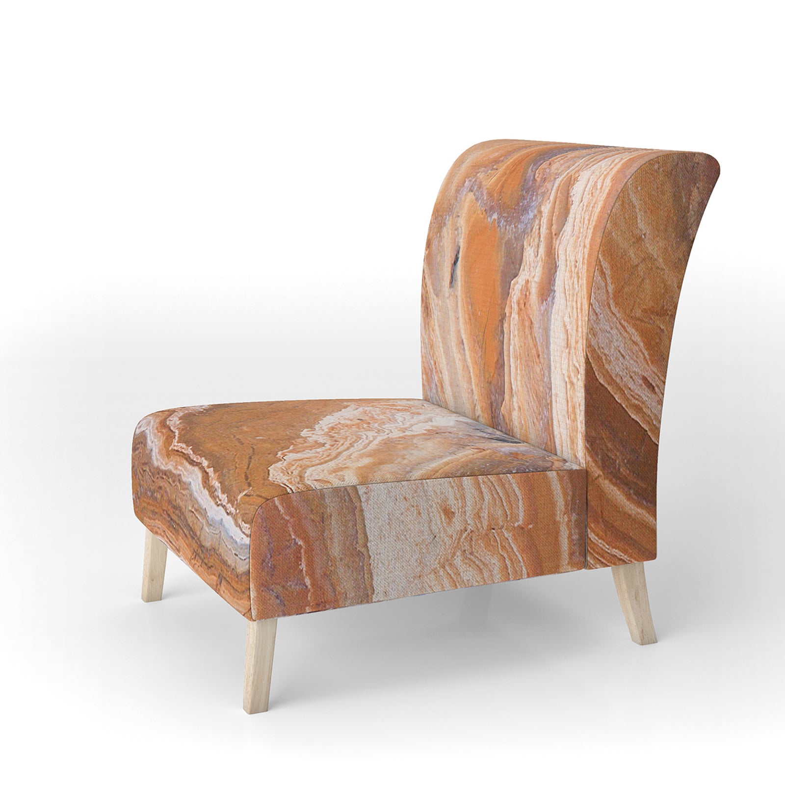 Marbled Detail Of Colourful Rock - Upholstered Mid-Century Accent Chair