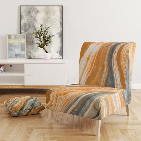 Segment Layers Of Marbled Rock - Upholstered Mid-Century Accent Chair