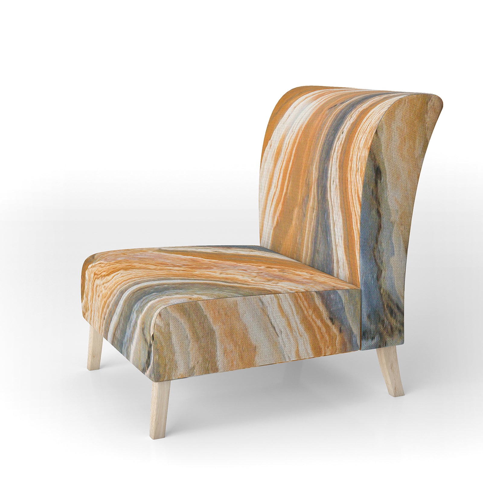 Segment Layers Of Marbled Rock - Upholstered Mid-Century Accent Chair
