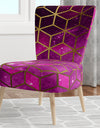 Yellow Cubes Over Pink Night Sky - Upholstered Modern Accent Chair