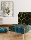 Yellow Cubes Over Blue Cosmic Background - Upholstered Modern Accent Chair