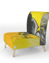 Yellow, White And Black Marbled Acrylic - Upholstered Modern Accent Chair