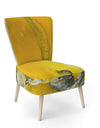 White And Yellow Marbled Acrylic With A Cloud Of Black - Upholstered Modern Accent Chair