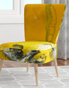 White And Yellow Marbled Acrylic With A Cloud Of Black - Upholstered Modern Accent Chair