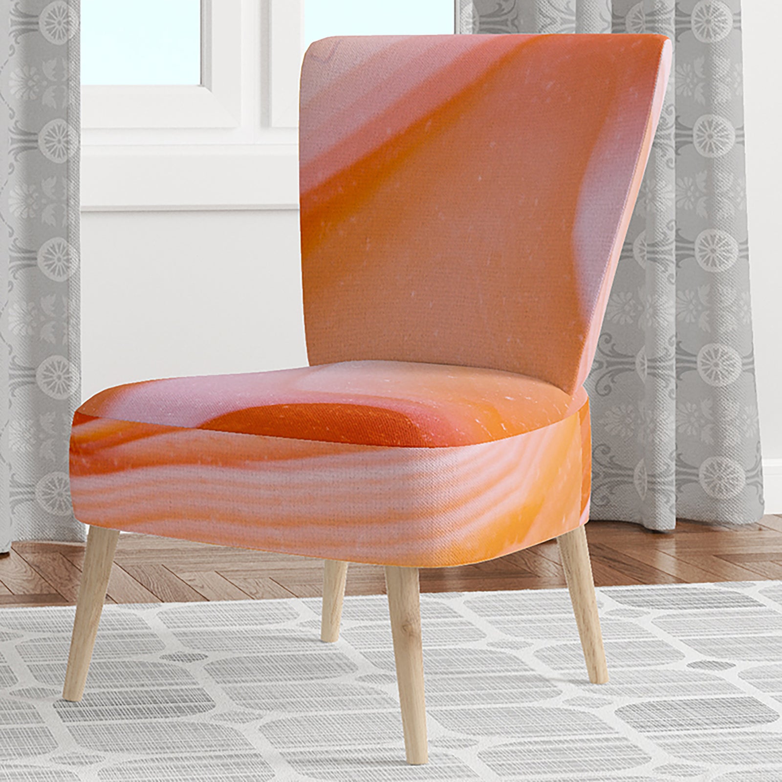 Mineral Orange Agate - Upholstered Mid-Century Accent Chair