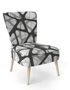 Black And Grey Triangular 3D Texture Of Mesh - Upholstered Mid-Century Accent Chair
