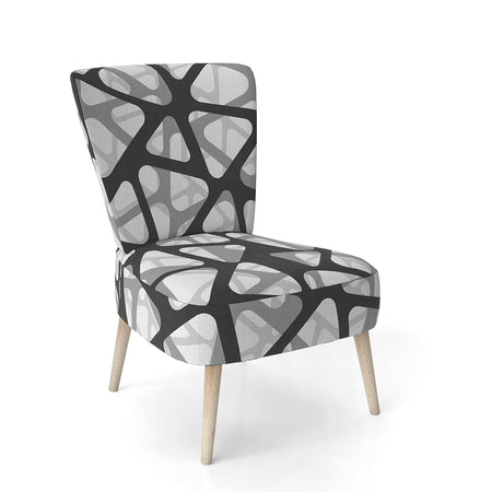 Black And Grey Triangular 3D Texture Of Mesh - Upholstered Mid-Century Accent Chair