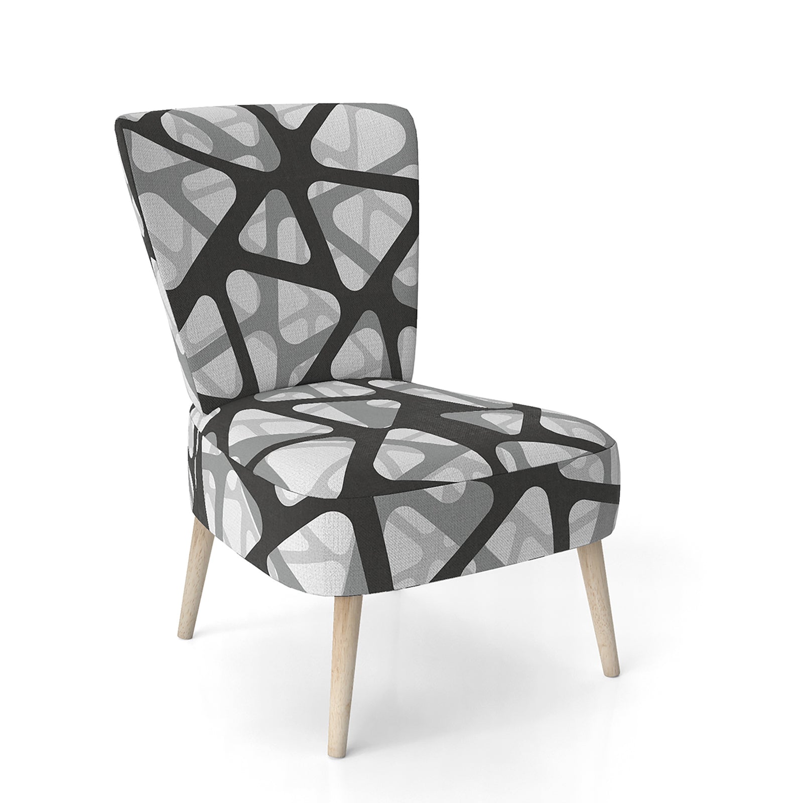 Black And Grey Triangular 3D Texture Of Mesh - Upholstered Mid-Century Accent Chair