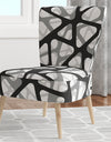 Black And Grey Triangular 3D Texture Of Mesh - Upholstered Mid-Century Accent Chair