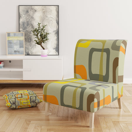 Retro Square Design VII - Upholstered Mid-Century Accent Chair