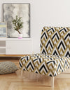 Gold Black And White Triangle - Upholstered Mid-Century Accent Chair