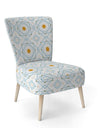 Retro Minimal Patttern In Orange And Bluye - Upholstered Mid-Century Accent Chair