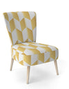 Gold And White Geometric Pattern I - Upholstered Mid-Century Accent Chair