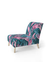 Handdrawn Tropical Flowers - Upholstered Mid-Century Accent Chair