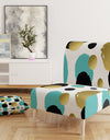 Gold And Blue Circles - Upholstered Mid-Century Accent Chair