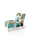 Gold And Blue Circles - Upholstered Mid-Century Accent Chair