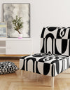 Monochrome Geometric Pattern VIII - Upholstered Mid-Century Accent Chair