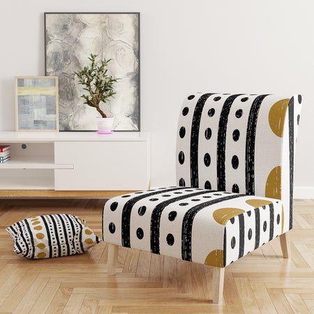 Retro Geometrical Abstract Minimal Pattern VII - Upholstered Mid-Century Accent Chair