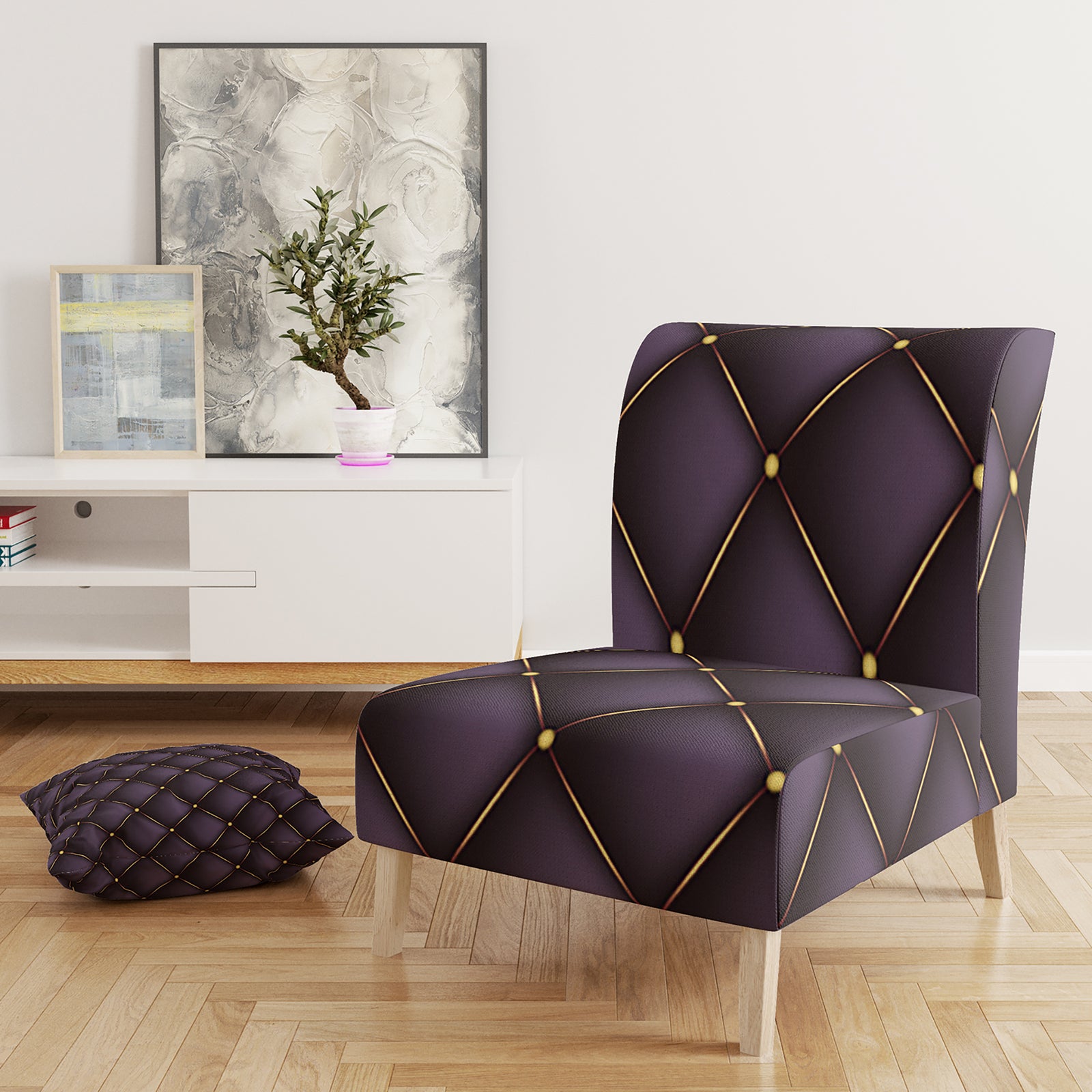 Quilted Pattern - Upholstered Mid-Century Accent Chair