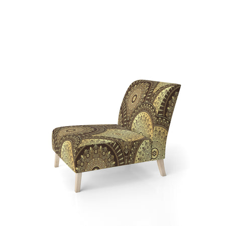 Golden Circular Pattern I - Upholstered Mid-Century Accent Chair
