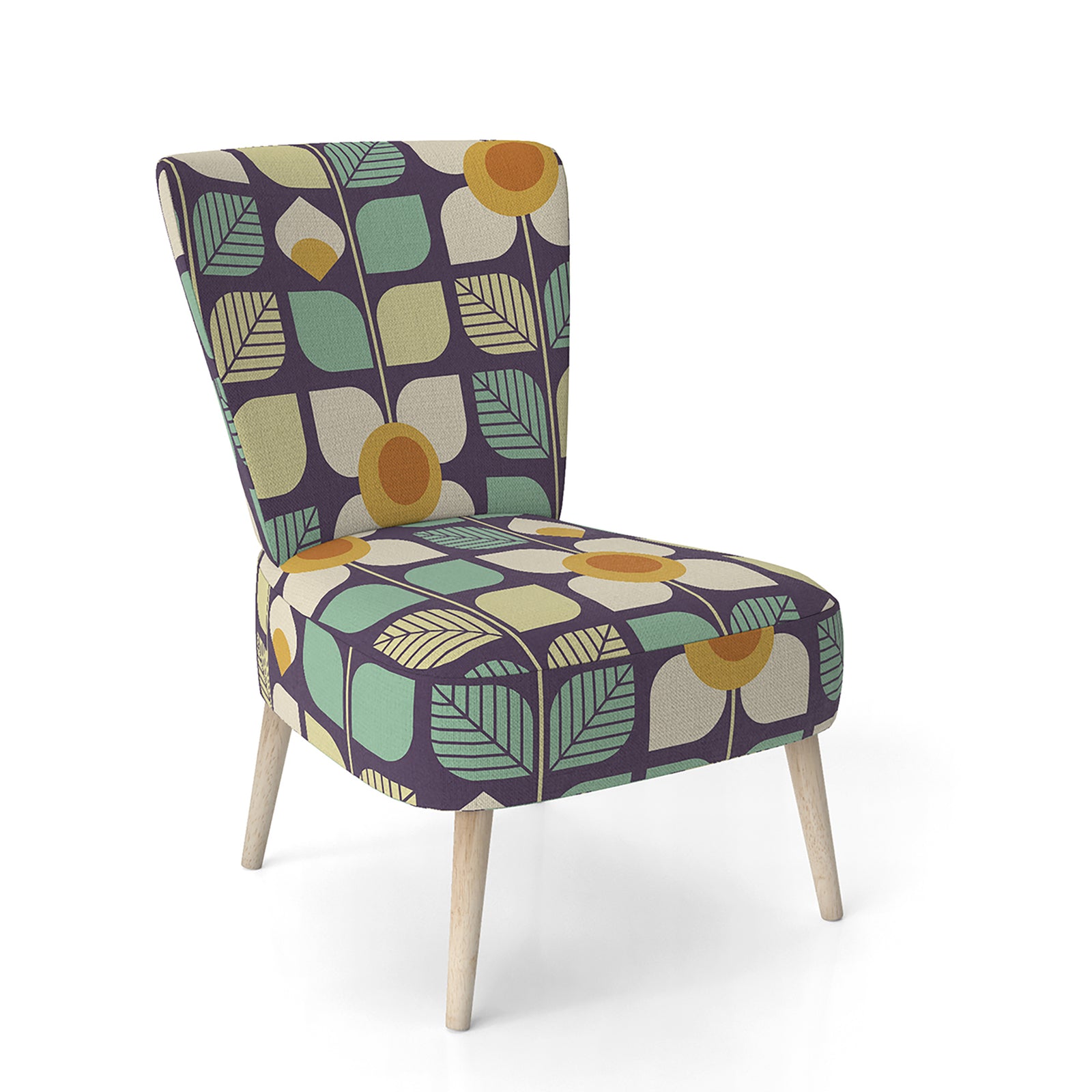 Botanical Retro Design III - Upholstered Mid-Century Accent Chair