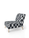 Geometric Monochrome Pattern I - Upholstered Mid-Century Accent Chair